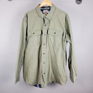 L.L. Bean Shacket Men's 2XL Green Flannel Lined Shirt Jacket Traditional Fit